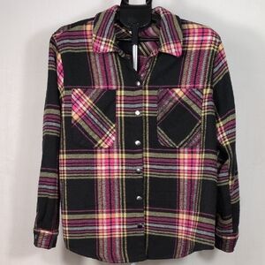 EcoThreads Plaid Flannel Feminine Button Down Sustainable Shirt
